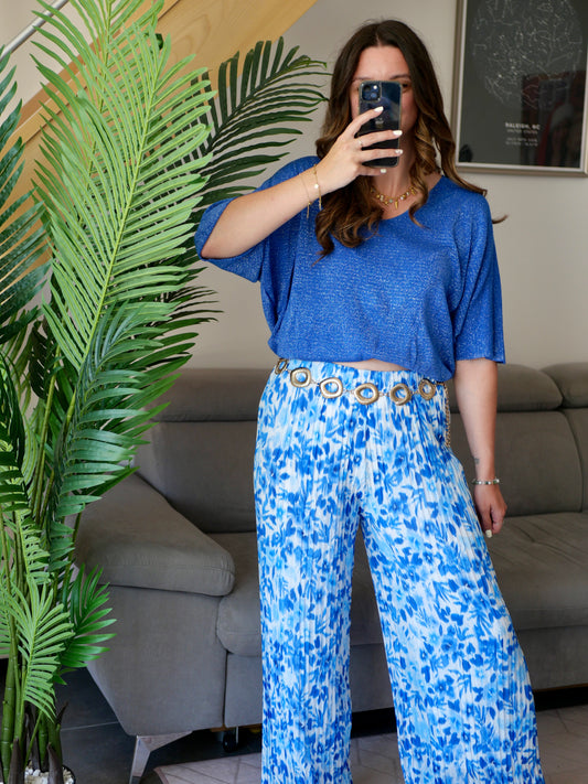 PANTALON AMÉLIA BLEU (PETITE ET GRANDE TAILLE)