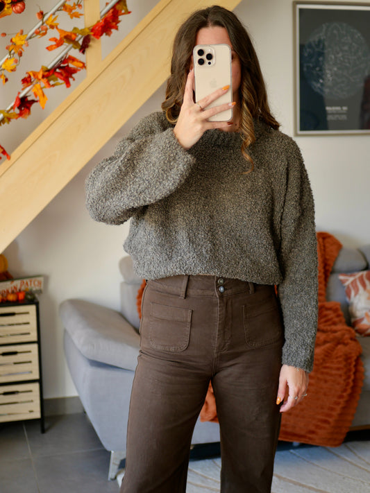 PULL COZY MARRON/TAUPE (PETITE ET GRANDE TAILLE)