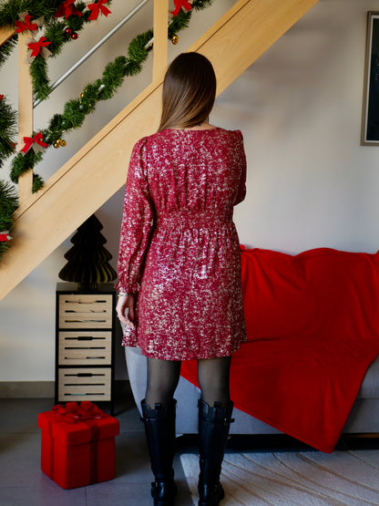 ROBE COURTE JOYCE BORDEAUX (PETITE ET GRANDE TAILLE)