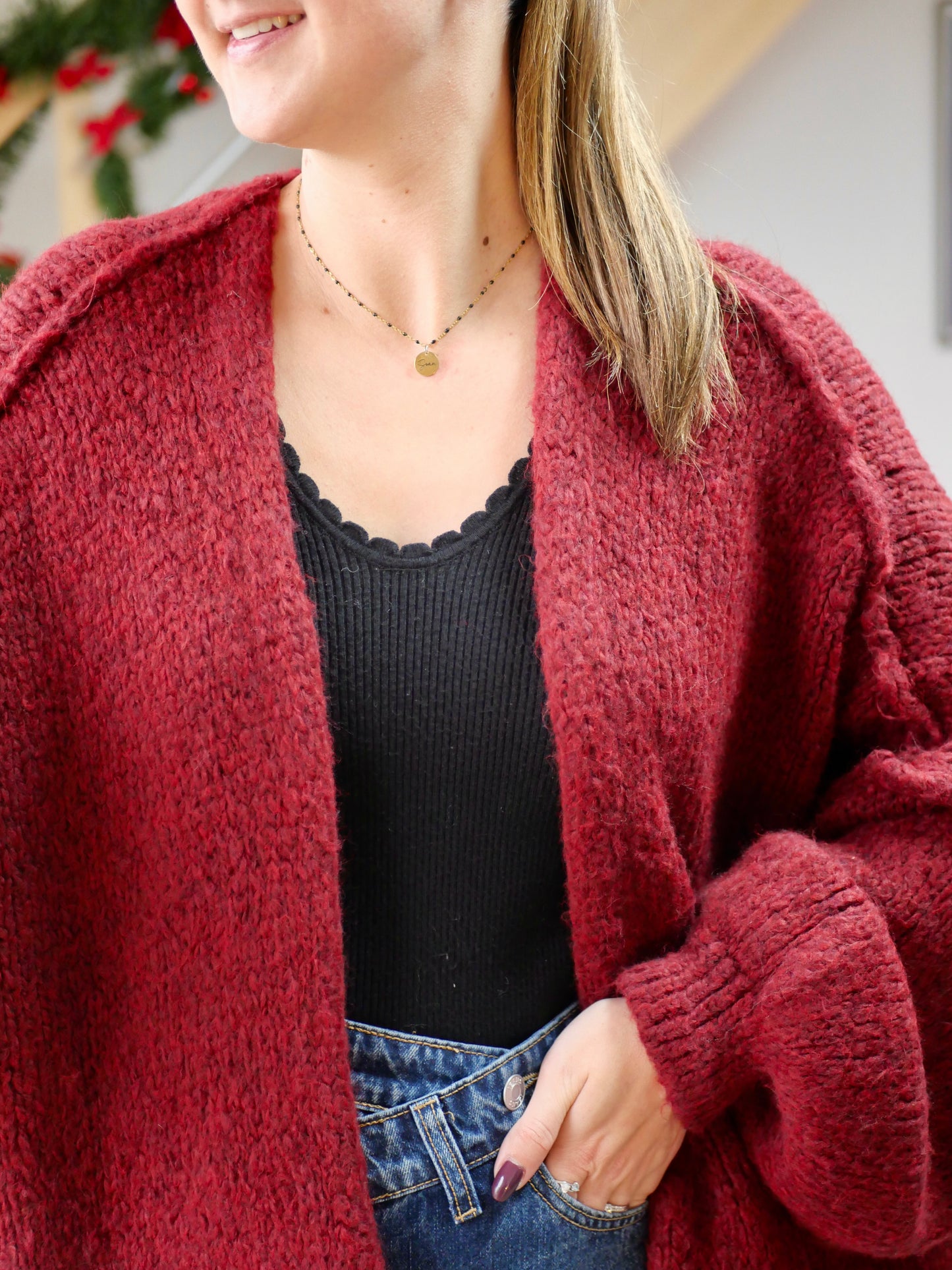 GILET GABIN BORDEAUX (PETITE ET GRANDE TAILLE)