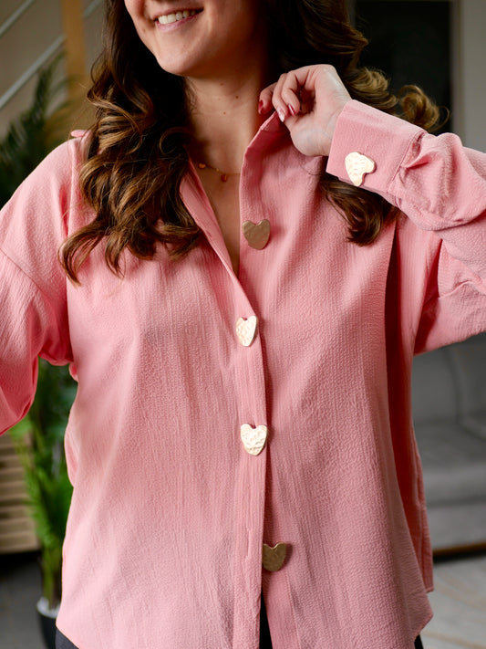 CHEMISE VALENTIN ROSE (PETITE ET GRANDE TAILLE)