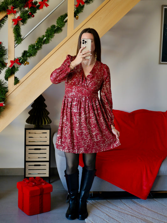 ROBE COURTE JOYCE BORDEAUX (PETITE ET GRANDE TAILLE)