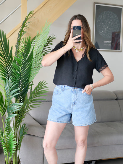 BLOUSE COLINE NOIR (PETITE ET GRANDE TAILLE)