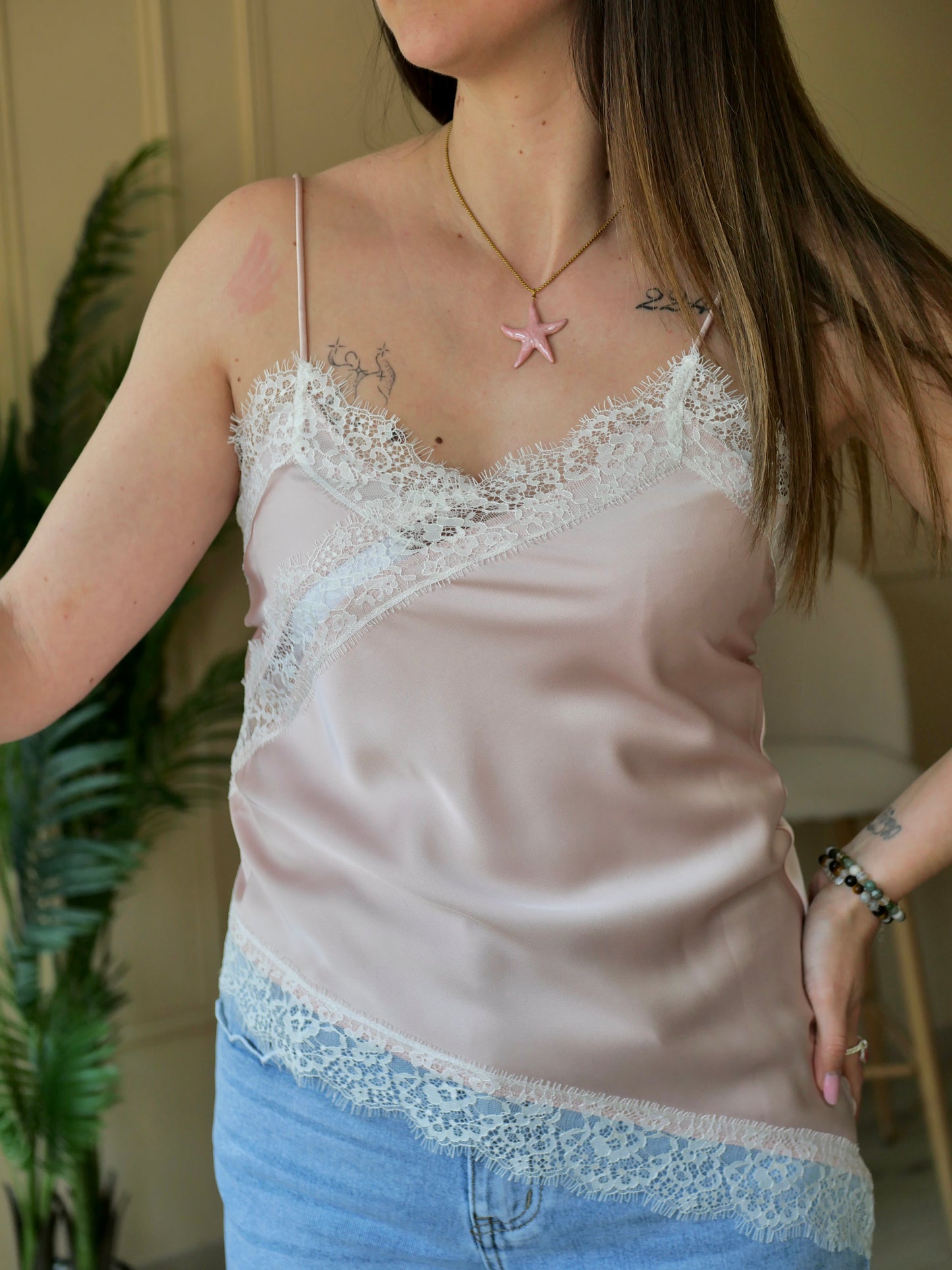 TOP ASYMÉTRIQUE BILLIE ROSE PALE