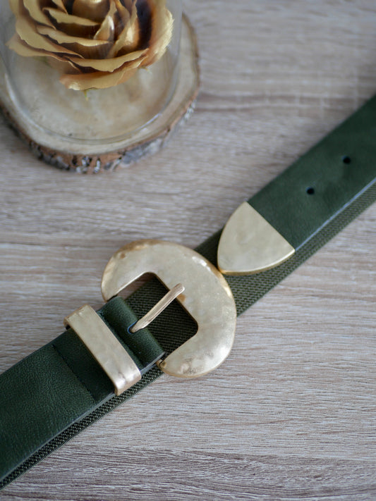 CEINTURE DEMI BOUCLE DORÉ KAKI