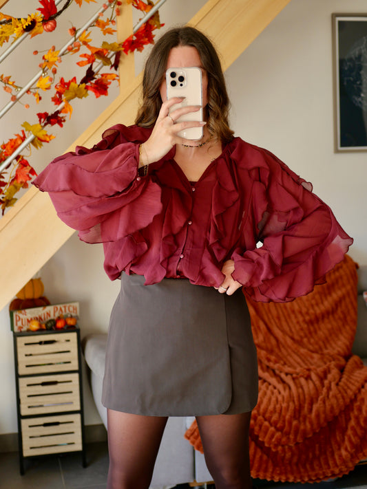 JUPE SHORT MADISON MARRON GLACÉ