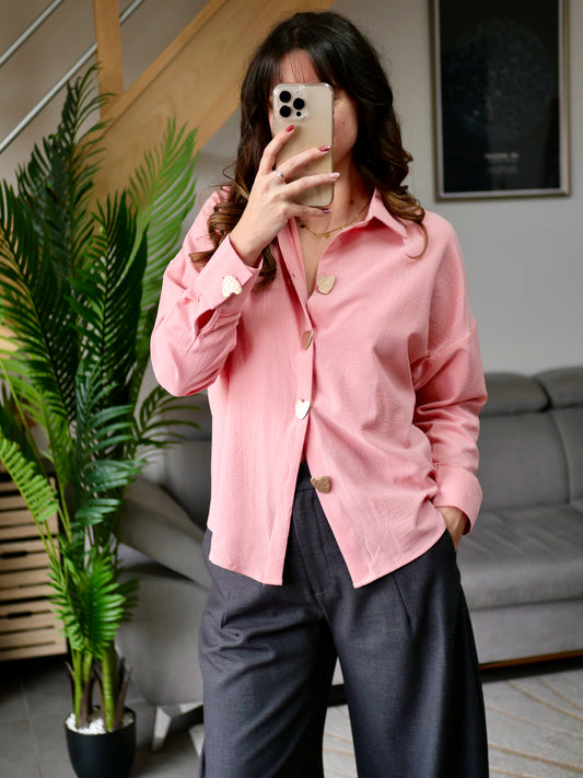 CHEMISE VALENTIN ROSE (PETITE ET GRANDE TAILLE)
