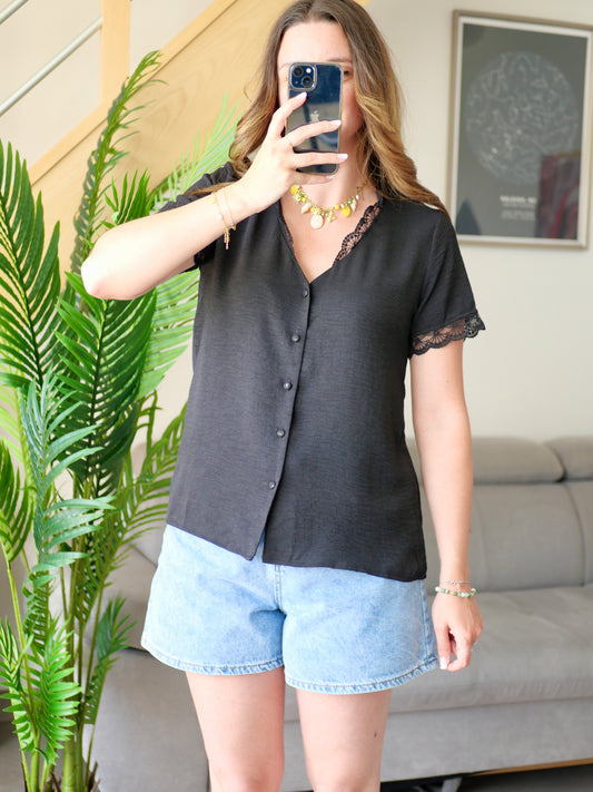 BLOUSE COLINE NOIR (PETITE ET GRANDE TAILLE)