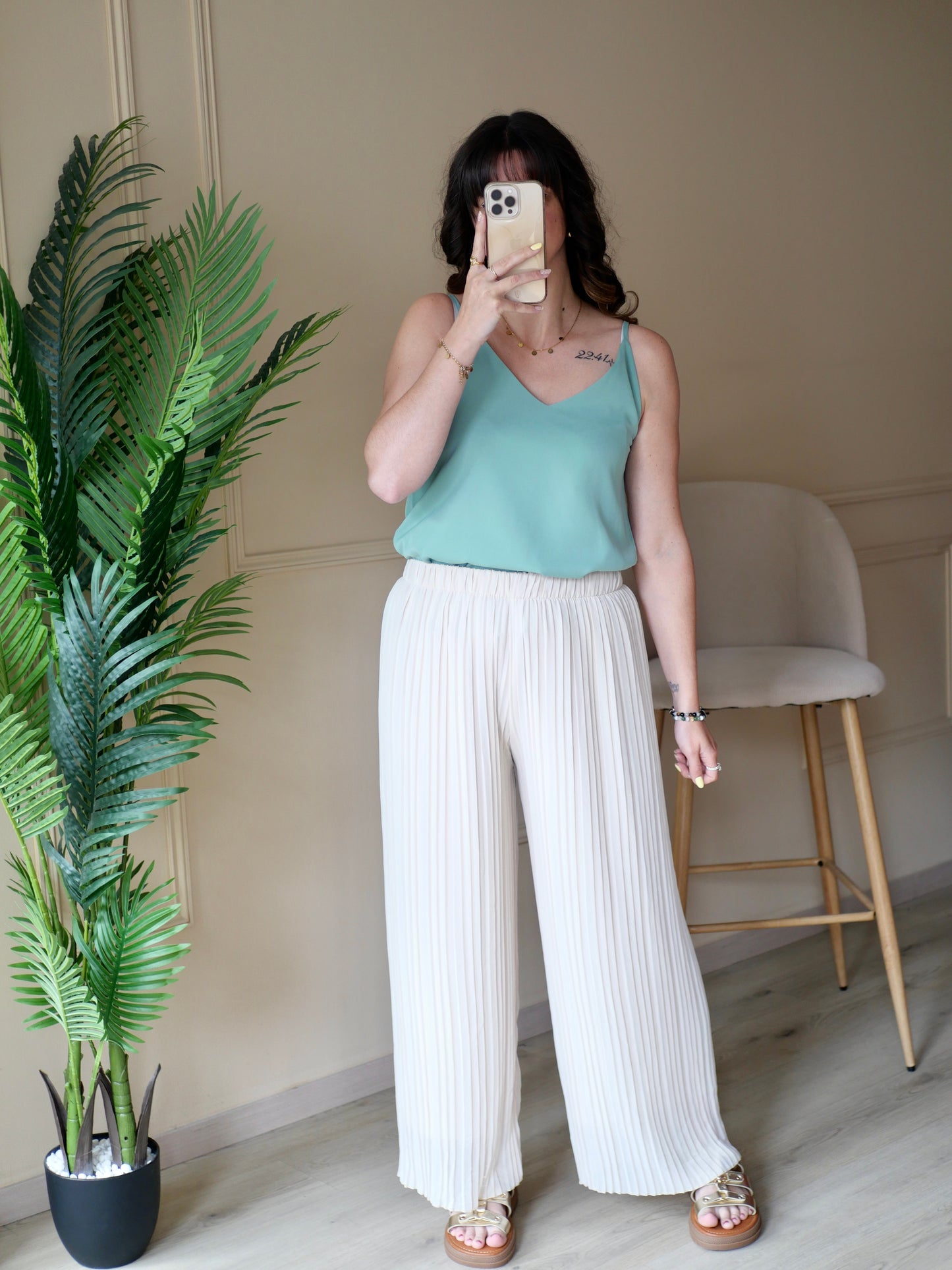 PANTALON GABRIELLE BEIGE (PETITE ET GRANDE TAILLE)