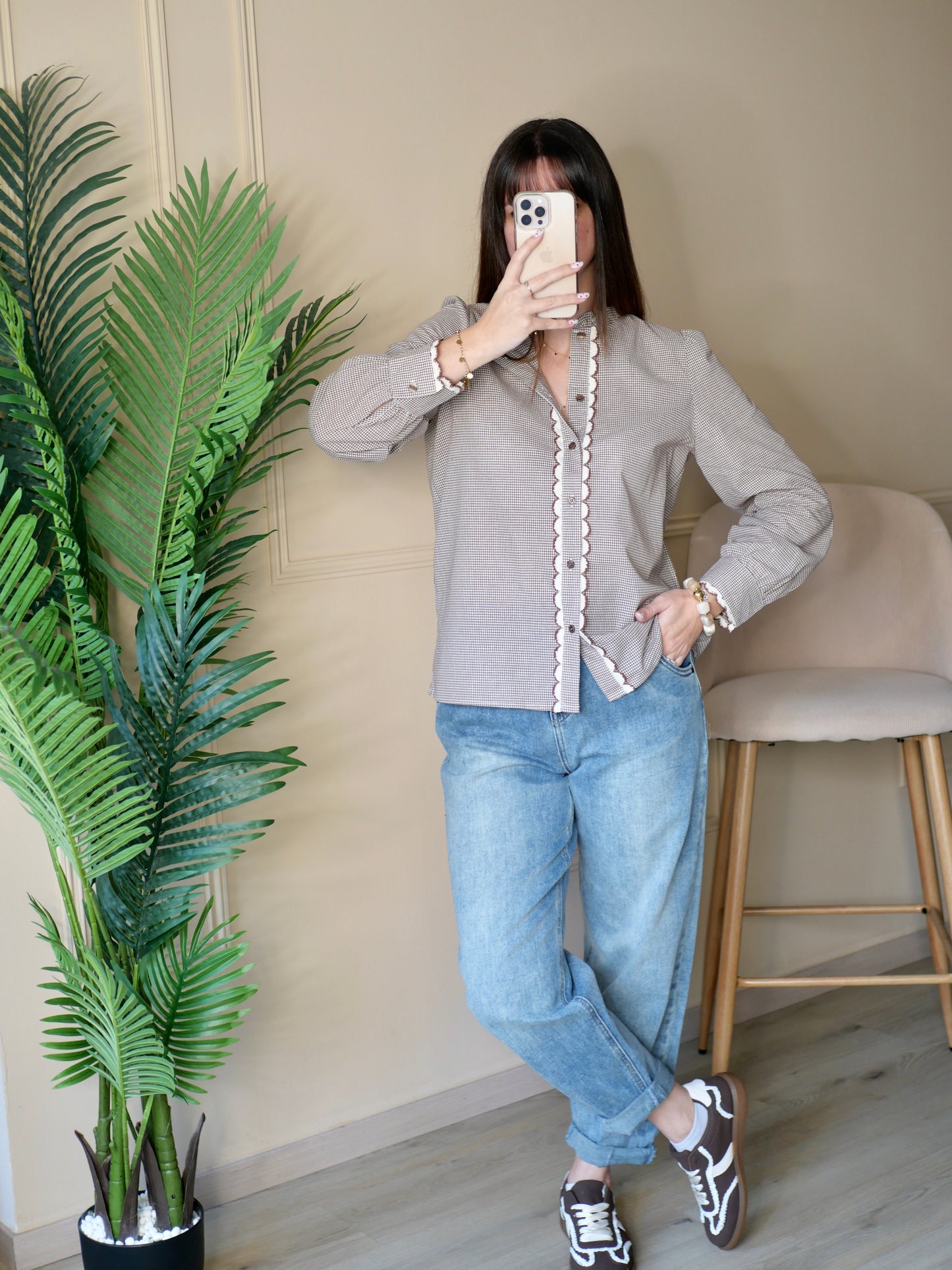 BLOUSE CLARA MARRON TAUPE  (PETITE ET GRANDE TAILLE)