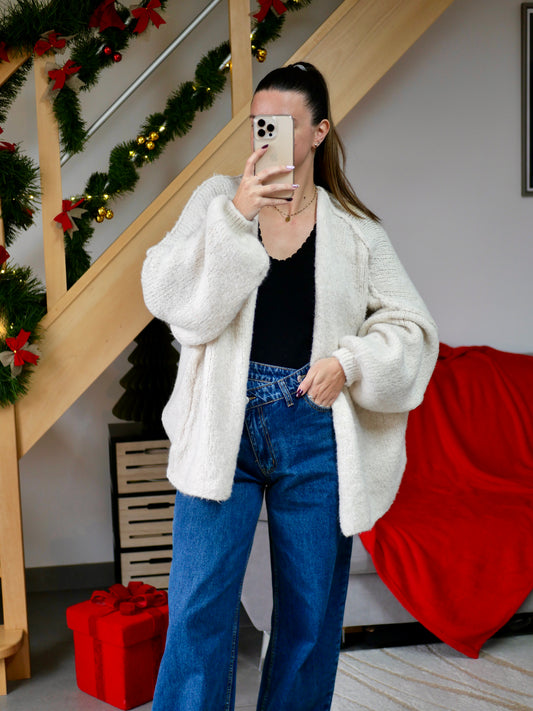 GILET GABIN ÉCRU (PETITE ET GRANDE TAILLE)