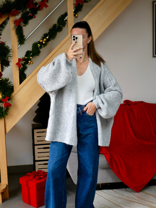 GILET GABIN GRIS CLAIR (PETITE ET GRANDE TAILLE)